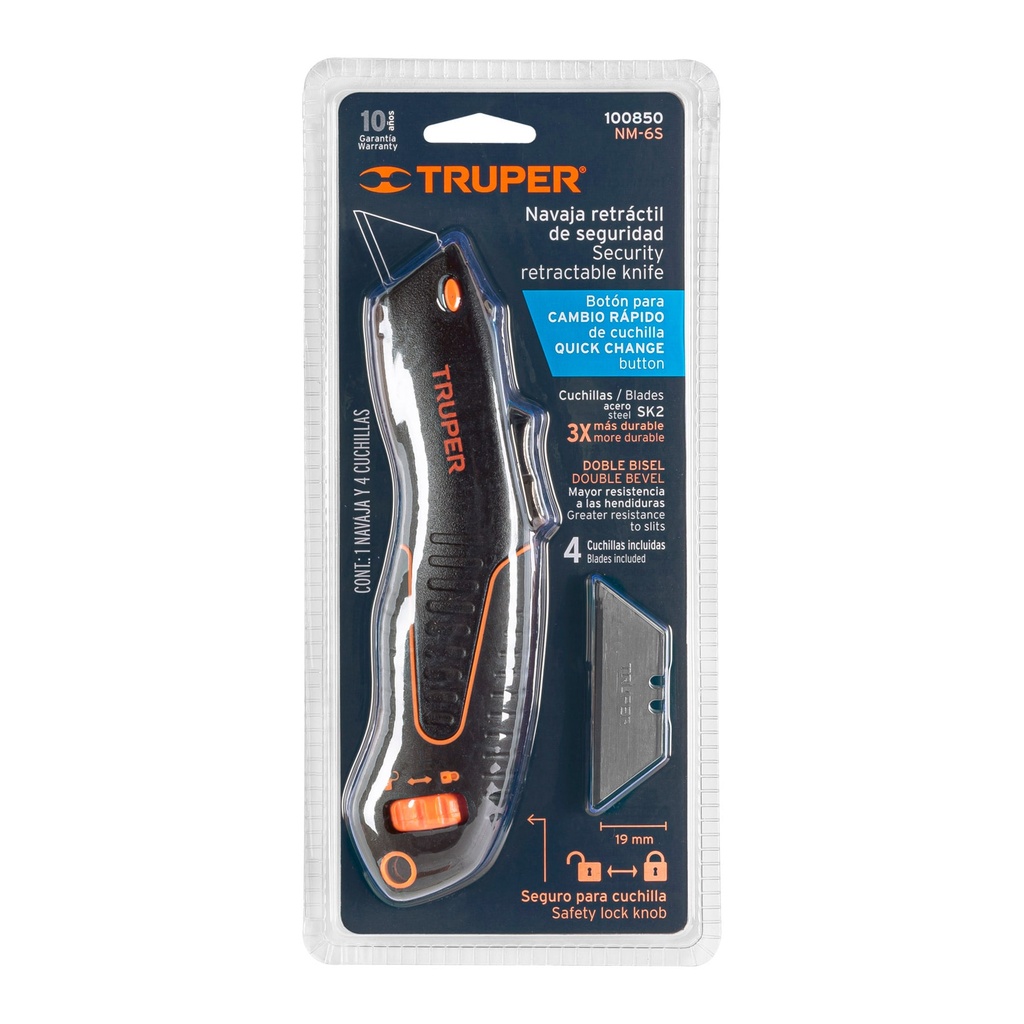 Navaja auto-retráctil de seguridad 7', Truper