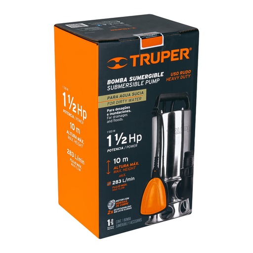 [12608] Bomba sumergible metálica para agua sucia 1-1/2 HP, Truper