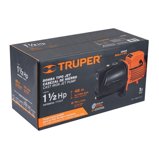 [12409] Bomba eléctrica para agua tipo jet 1-1/2 HP, Truper