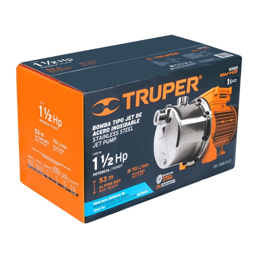 [101102] Bomba eléctrica tipo jet para agua,acero inoxidable,1-1/2 HP