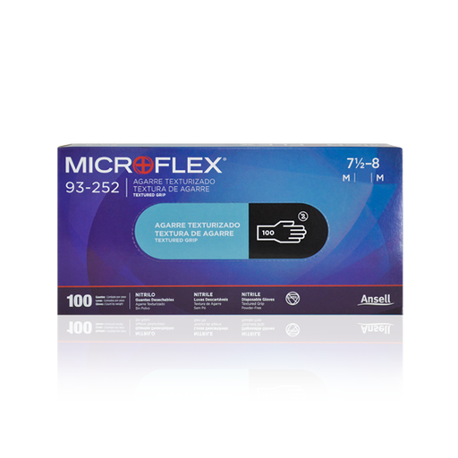 [93-252-CH] Guante Desechable, Nitrilo 4.7 mil Clorado Texturizado sin Polvo Microflex Ansell (Paq. con 100 Pieza), Negro, CH