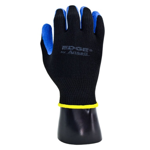 [EPP-0030] Guante, Poliéster Recubierto de Látex Natural Granulado EDGE Ansell (Par), Negro/Azul, 48-305, # 9